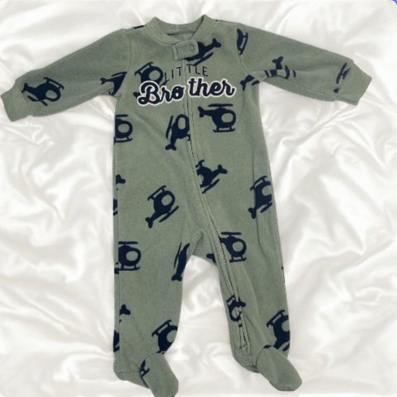 Carter's Other - Carter's Green Helicopter Print Footie Fleece PJ’S